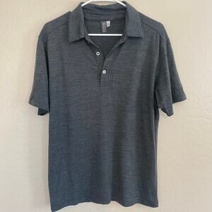 Ibex 100% Merino Wool Polo Shirt Mens Size Medium Short Sleeve Heathered Gray